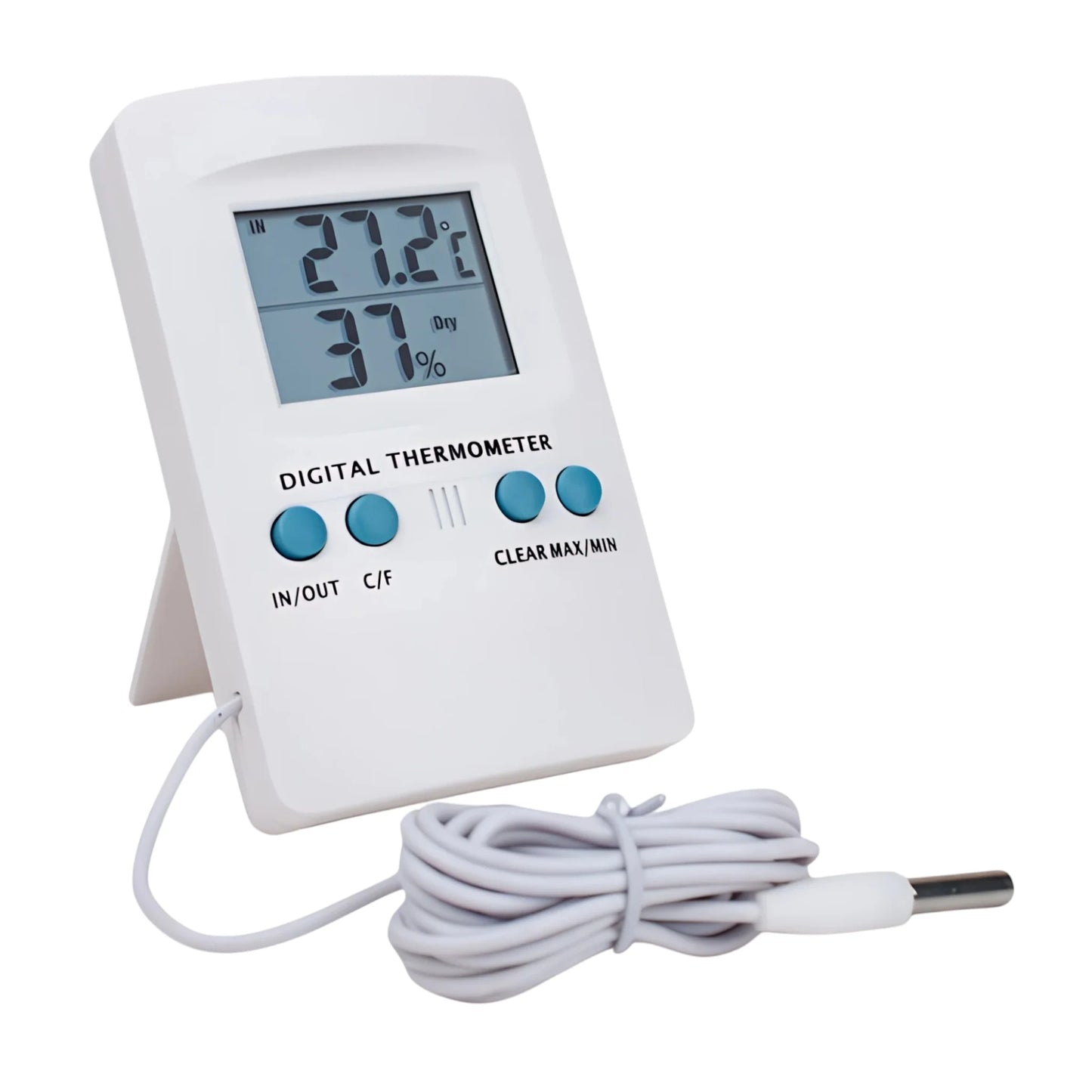 TERMOMETRO DIGITAL TEMPERATURA INTERIOR EXTERIOR C/ HIDROMETRO -10C A 50C/-50C A 70C CON ALARMA