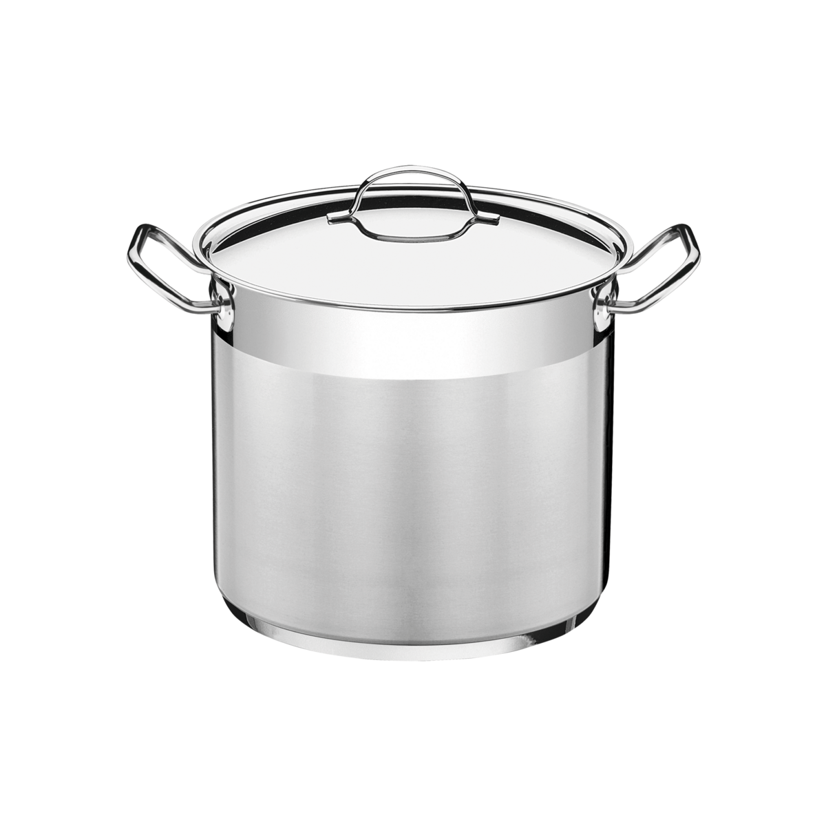 Olla alta 24cm professional 7.8l 0.7mm. Fondo triple con tapa plana detalle satinado