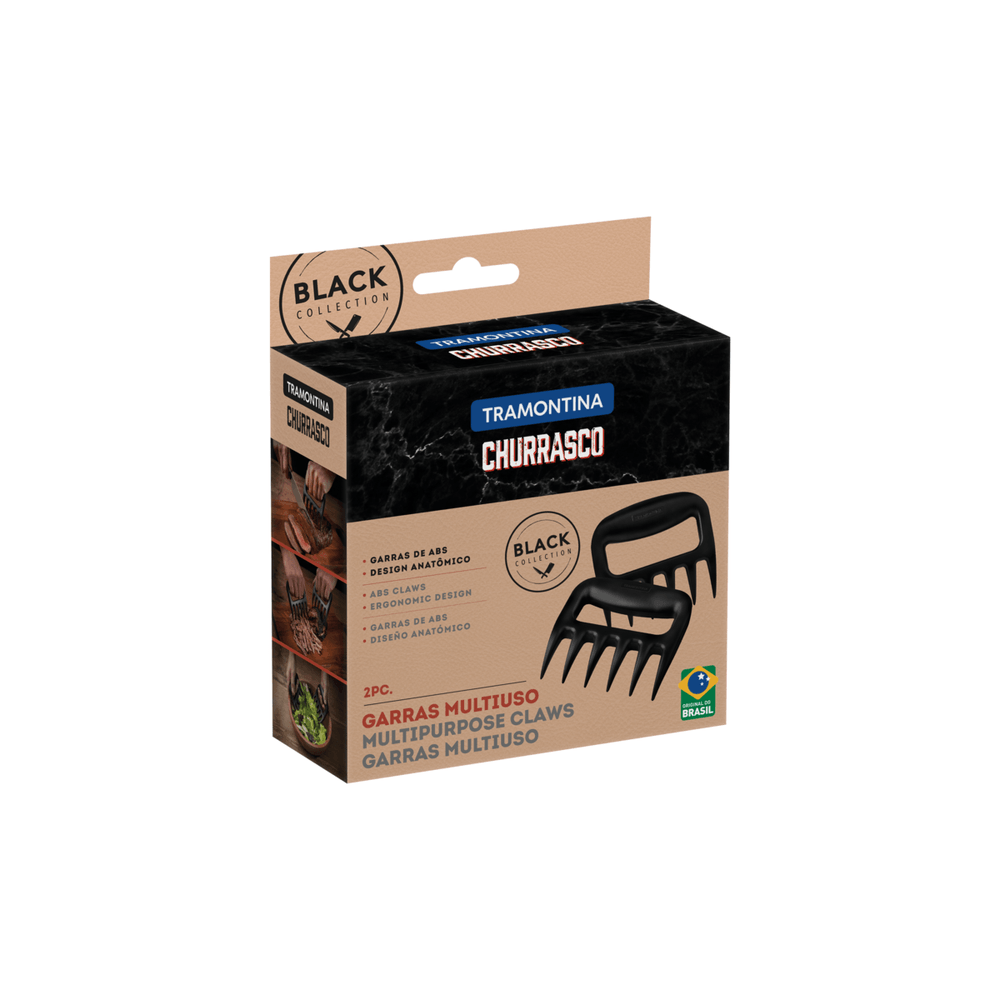 Juego de garras de polipropileno para desmenuzar carne, Churrasco black