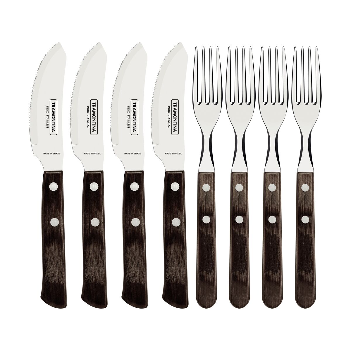 JUEGO DE CUBIERTOS PARA PIZZA 8 PZ MADERA TADICIONAL.