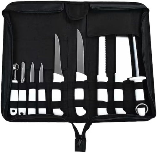 Estuche estudiantes master 10 piezas mango blanco estuche  negro