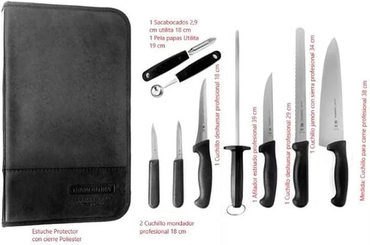 Estuche para chef Master Profesional 10 piezas mango negro