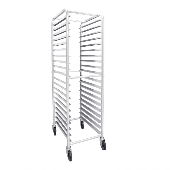 RACK PARA 20 CHAROLAS  C/ RUEDAS (2 CON FRENO, 2 REGULAR )  20.25 X 26 X 69.25 pg