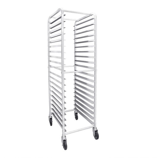 RACK PARA 20 CHAROLAS  C/ RUEDAS (2 CON FRENO, 2 REGULAR )  20.25 X 26 X 69.25 pg