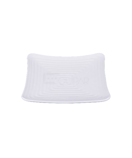 PLATO CUADRADO  CON RELIEVE 27 CMS MELAMINA BLANCA